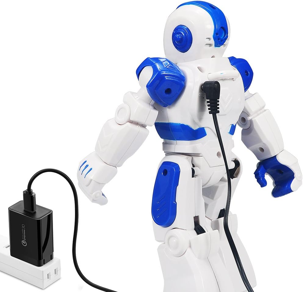 Remote Control Robot For Kids, Intelligent Programmable Robot With Infrared Controller Toys, Dancing, Singing, Moonwalking and LED Eyes, Gesture Sensing Robot Kit For Childrens Entertainment (Blue)