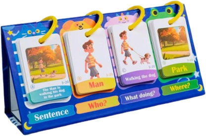 DYNWAVE Kids Sentence Building Flip Chart Kids Sentence Game Easy to Assemble Learning Homeschool Supplies Practical Educational Tool
