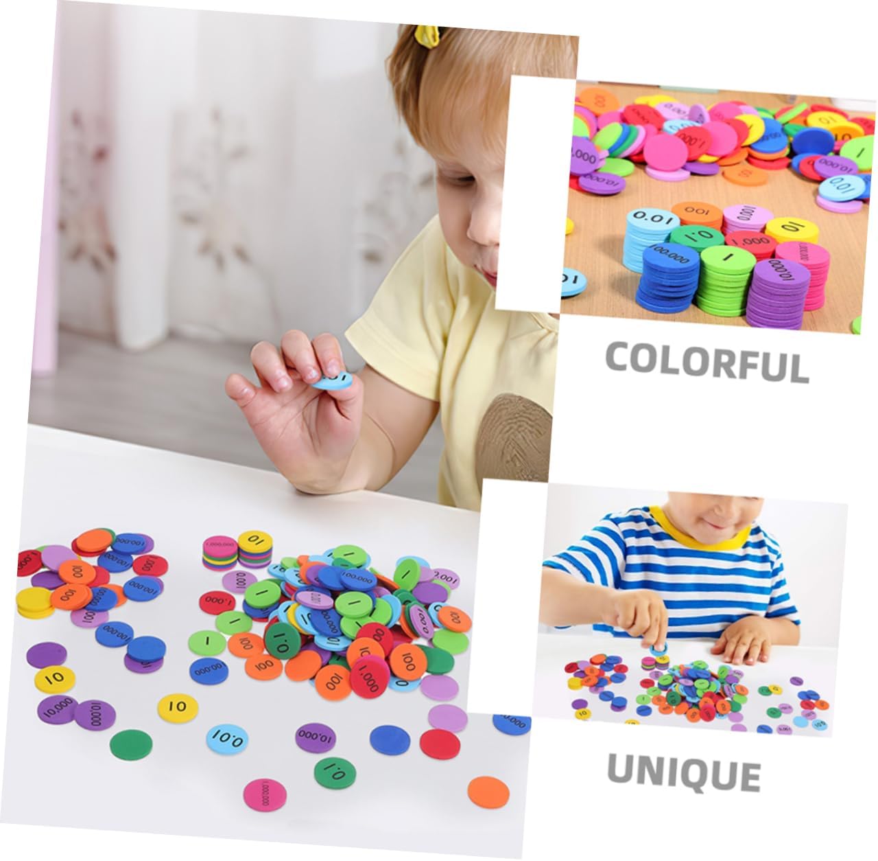 IMIKEYA 200pcs Place Value Discs for Boy Girl Versatile Math Learning Tools for Home and Classroom Use Educational Number Discs for Early Childhood Development and Interactive Play