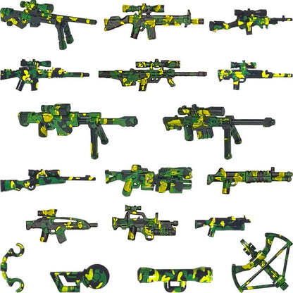 390+ Pcs Military Weapon Pack Building Blocks Toys Army Weapon Set Soldier Gear Set SWAT Accessories Kits, Camouflage Helmet Tactical Vest Shields Gatling, Compatible with Major Minifigure