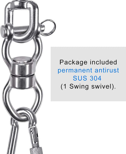 SELEWARE Silent Bearing Swing Swivel, 360° Rotational Device Hanging Accessory with Removeable Buckle for Tree Swing, Hammock Chair, Climbing Rope, Yoga, Kids Swing Swivel 1200LB Capacity, 2 Pack