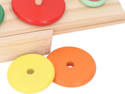 Asixxsix Tower of Puzzle, 10 Levels Wooden Stacking Rings Game, Sustainable Pine Wood Puzzle Tower with 10 Rings 3 Sticks for Children Early Education Family Entertainment