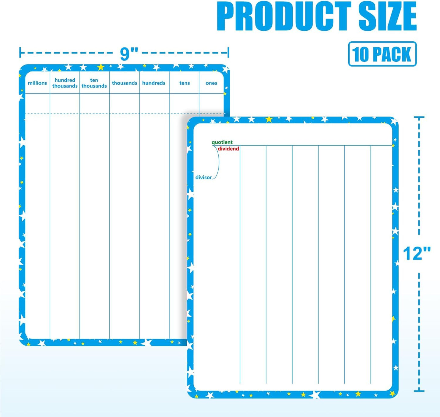 10 Pack Dry Erase Math Hundred Board Card Laminated Double Sided Number 1-100 Chart Easy to Write Consecutive Number Counting Chart for Students Math Manipulatives