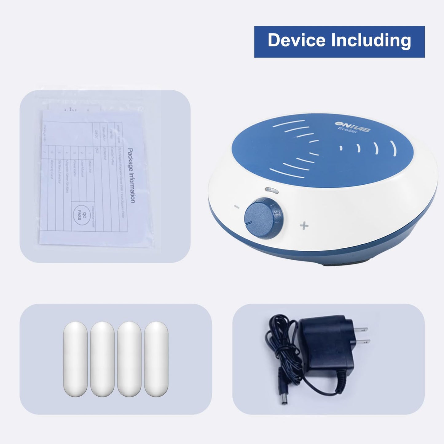 ONiLAB Magnetic Stirrer with Max Stirring Capacity 3000mL, Round-3m with 4PCS Stir Bars(No Heating)