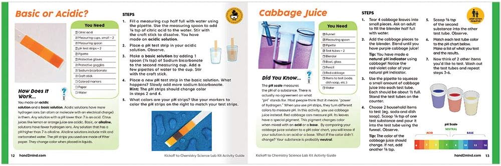 hand2mind Kickoff to Chemistry Science Lab Kit, Color Chemistry, DIY Lava Lamp Kit, Rock Candy Science, Grow Your Own Crystals, Explore Acids and Bases, STEM Kits for Kids, At Home Science Experiments