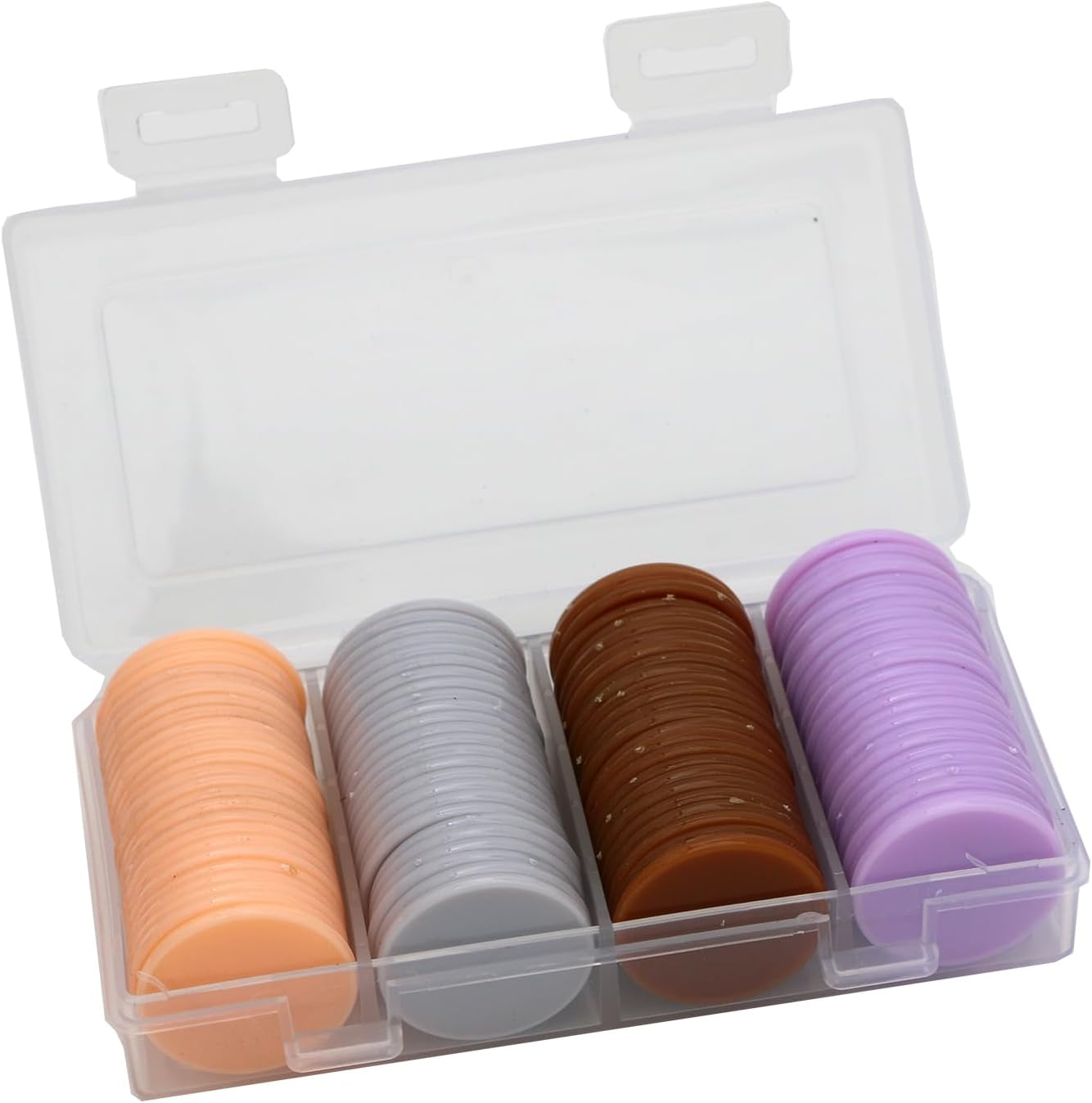 Set of 100 Opaque Plastic Learning Counters Mini Poker Chips Game Tokens with Storage Box (Black+White+Blue+Purple, 1 Inch)