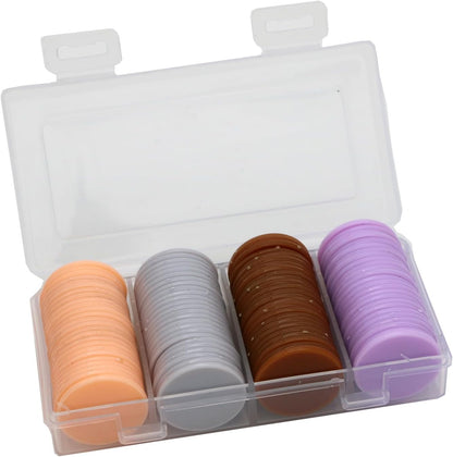 Set of 100 Opaque Plastic Learning Counters Mini Poker Chips Game Tokens with Storage Box (Black+White+Blue+Purple, 1 Inch)