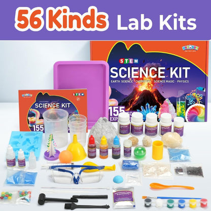 Benben 155 Experiments, Science Kit for Kids Ages 6 7 8 9 10 11 12 13 14, Earth Chemistry Physics Set, Volcano STEM Educational Toy, Birthday Gift for Boys Girls
