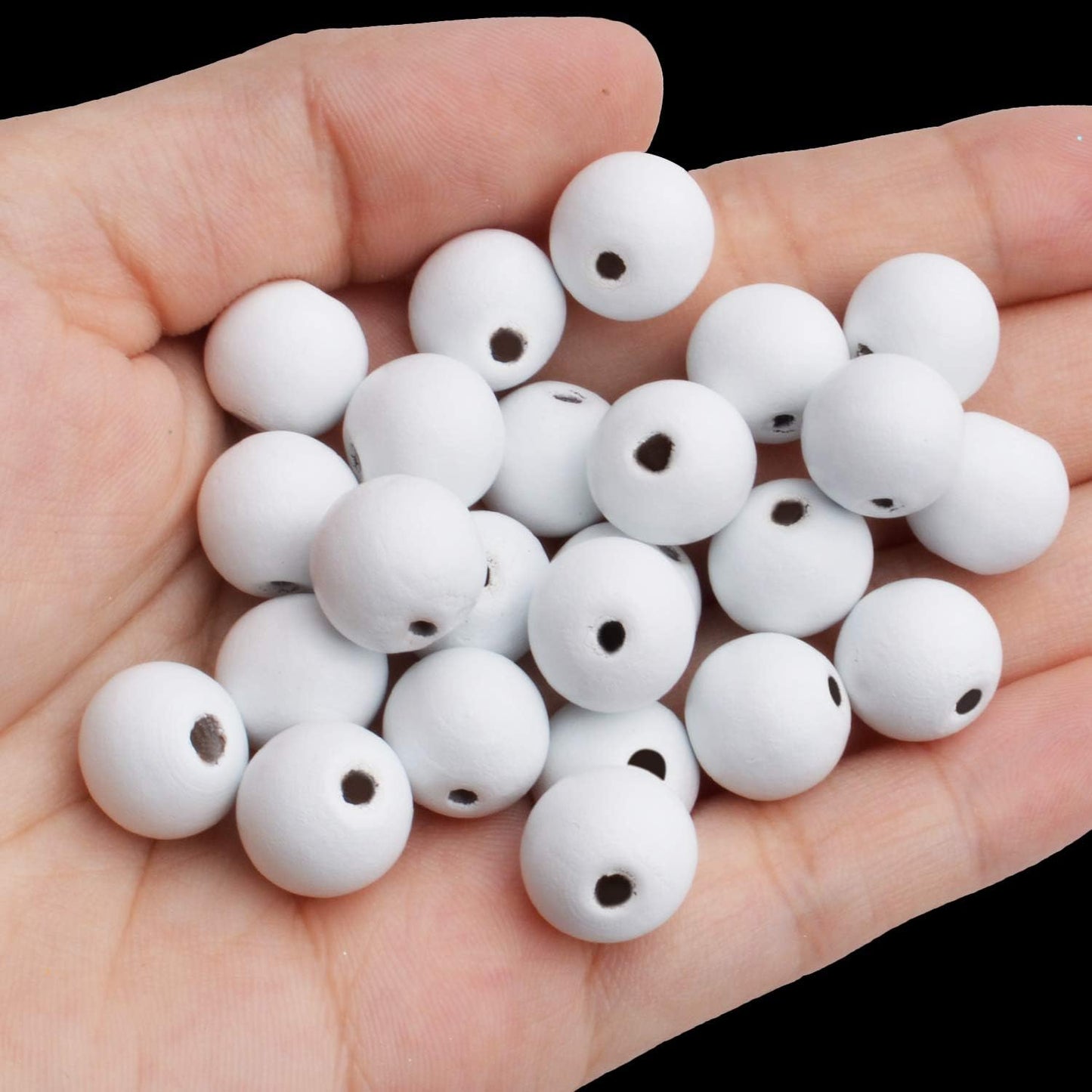 Aylifu Round Wooden Beads, 50 pcs 25mm Natural Unfinished Wooden Spacers for DIY Crafts Jewelry Making, White, Hole: 5mm