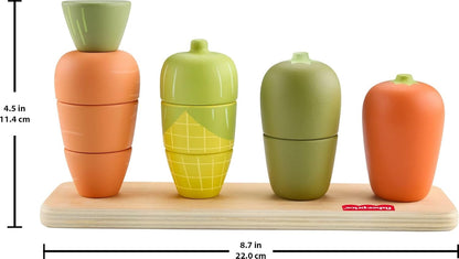 Fisher-Price Wood Toddler Toy Veggie Stacker, Tiny Garden Wooden Sorting & Stacking Activity for Preschool Kids Ages 18+ Months (Amazon Exclusive)