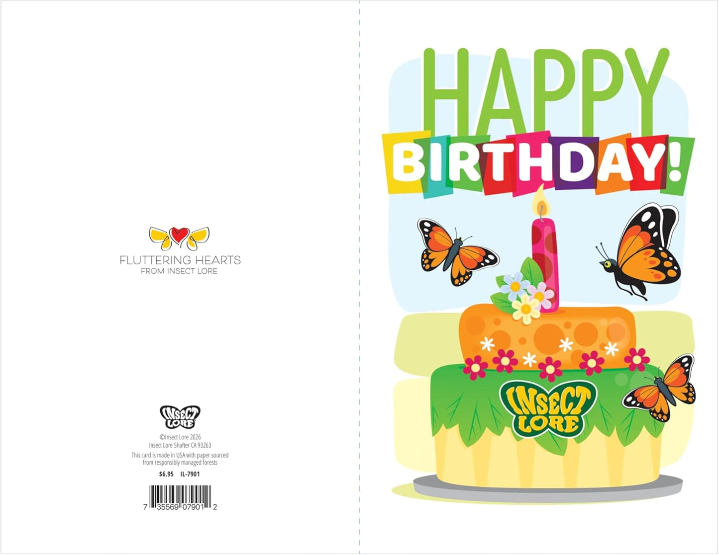Insect Lore Butterfly Garden Birthday Kit - Includes Birthday Card for Recipient - STEM Gift for Kids - Raise and Release Live Caterpillars