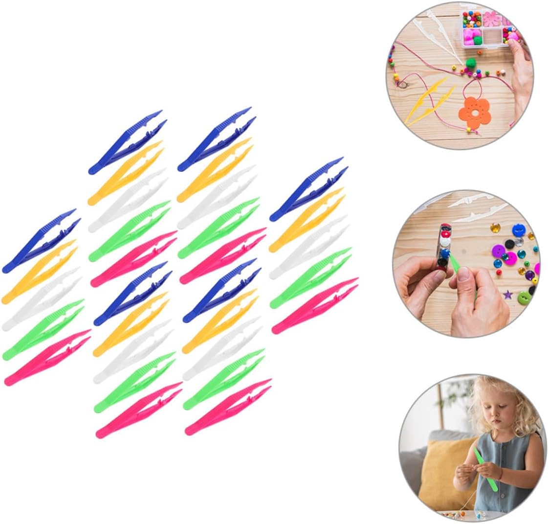 30Pcs Plastic Handcraft Tweezers for Jumbo Tweezers for Fine Motor Skills and DIY Crafts Safe Bead Tweezers for Creative Projects and Classroom Activities