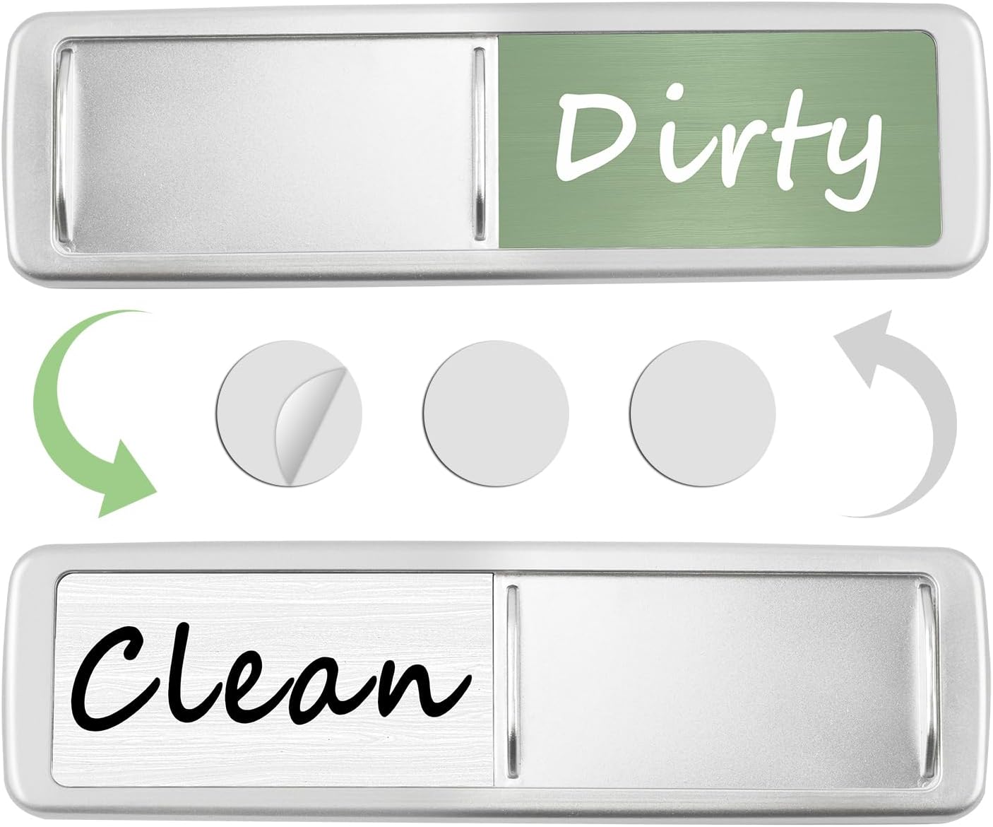Dishwasher Magnet Clean Dirty Sign, Slide Strong Clean and Dirty Refrigerator Magnet Indicator for Dishwasher, Non-Scratch, Easy to Read, Self-Adhesive for Non-Magnetic Dishwasher（LightGray Brown）