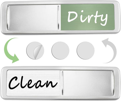 Dishwasher Magnet Clean Dirty Sign, Slide Strong Clean and Dirty Refrigerator Magnet Indicator for Dishwasher, Non-Scratch, Easy to Read, Self-Adhesive for Non-Magnetic Dishwasher（LightGray Brown）