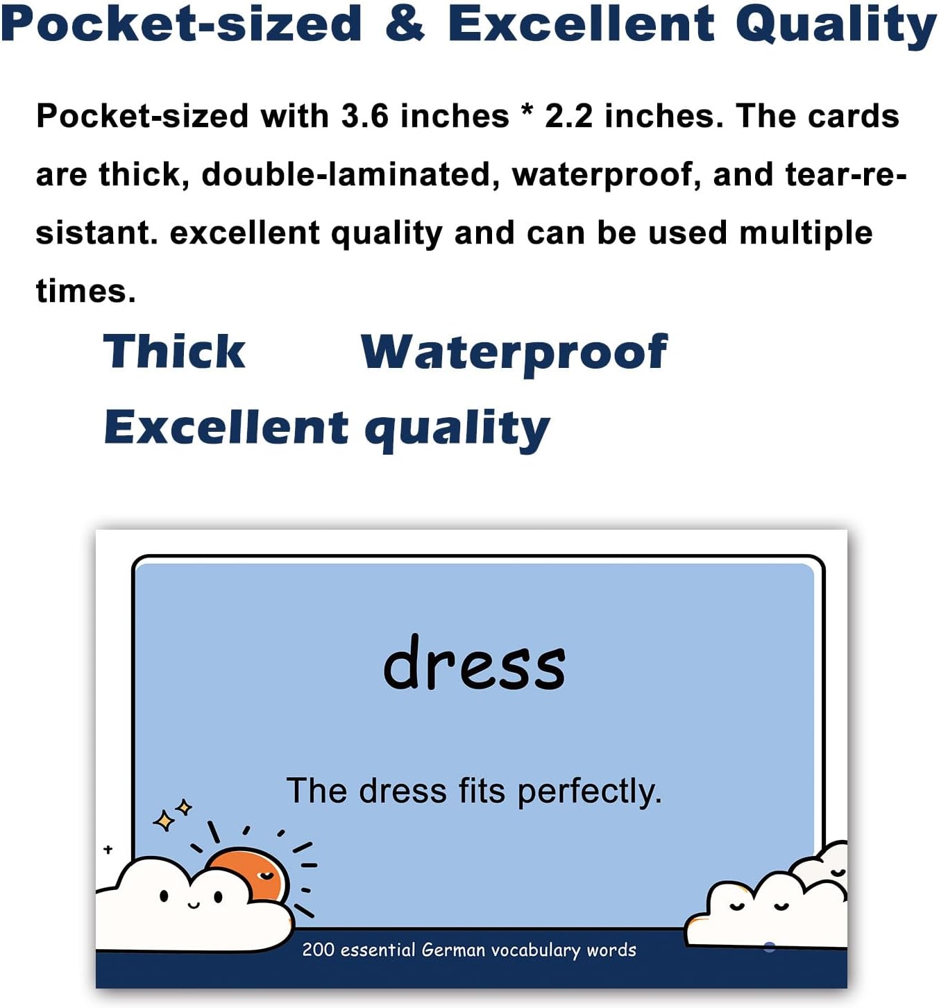 200 Essential German Words Vocabulary Flash Cards Flashcard for Beginners Adults | Learn German for Beginners Adult