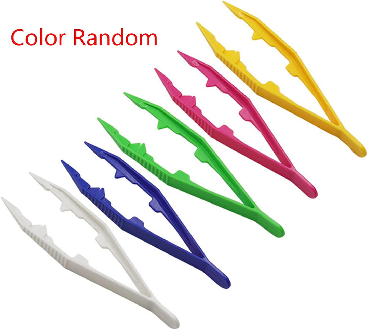 OVERTOYOU 5Pcs Kids Safety Plastic Beads Tweezer for Puzzle Bead Model Building Kits Children DIY Toy Art Crafts Accessories Tool, As the Picture Shows
