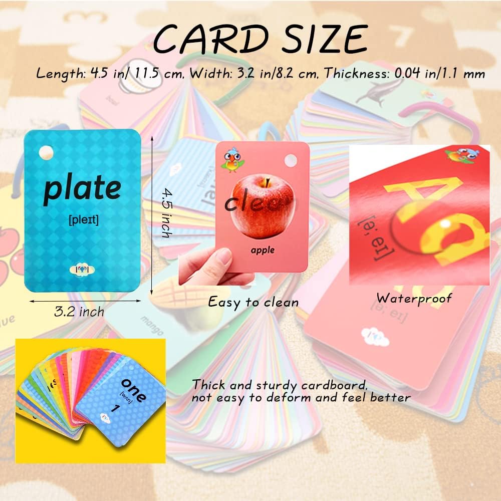 Toddler Number Flash Cards,No.123 Sight Words with Pictures Preschool Kids Flash Cards 28 Pcs with Ring(Number)