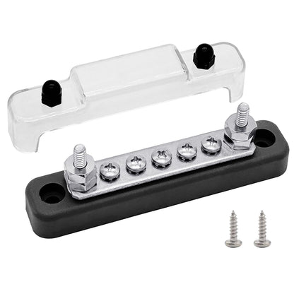 2 x #10 (M5) Studs Power Distribution Block with 5 x #8 (M4) Screws, Ampper 4.2" Bus Bar 12V Power Distribution Terminal Block Battery Busbar for Car Audio Solar (Red & Black)
