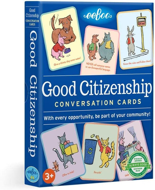 eeBoo: Good Citizenship Conversation Flash Cards, Encourages and Teaches Children How to Be Part of Their Community, Whether Family, School, or Planet, for Ages 3 and up