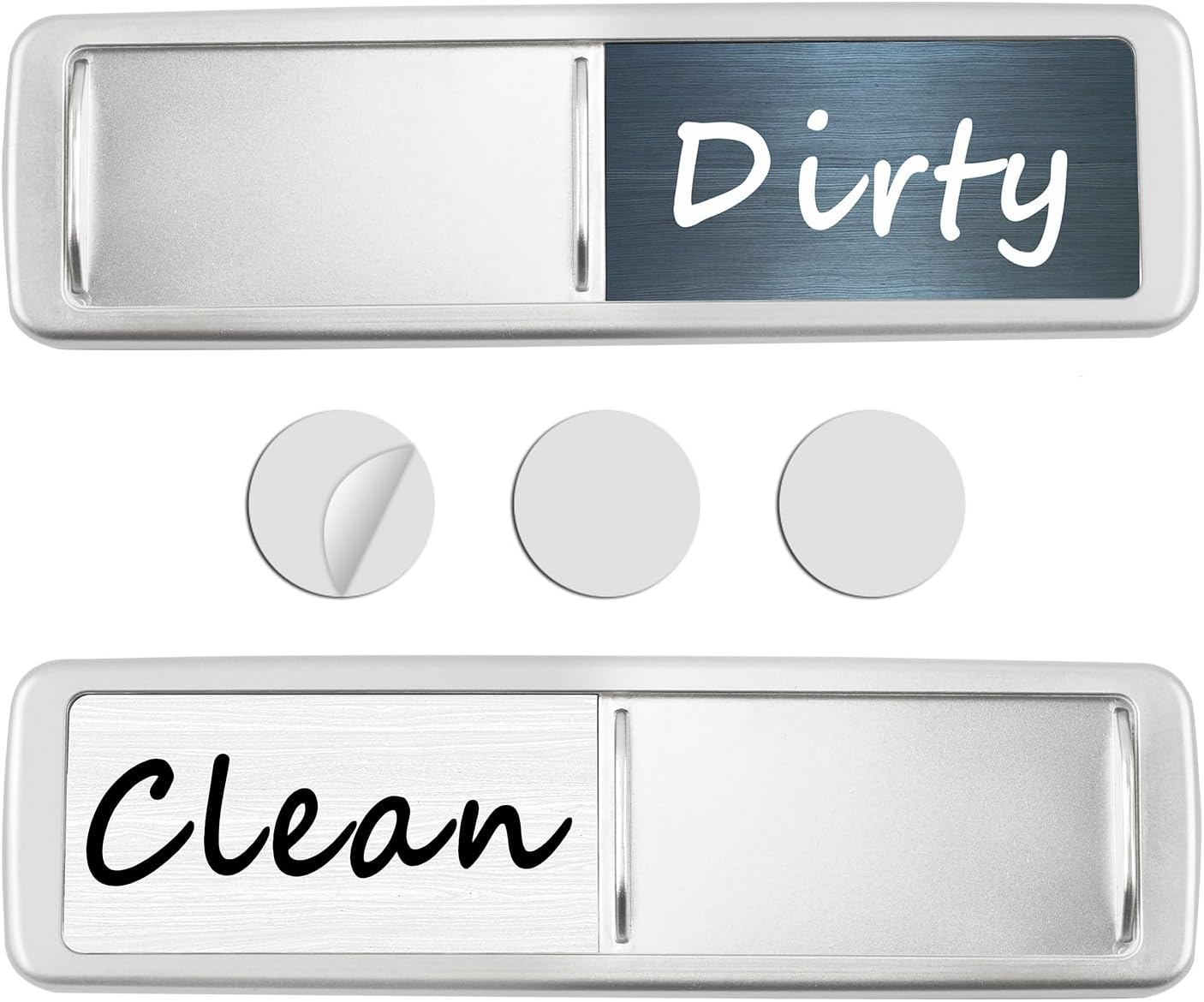 Dishwasher Magnet Clean Dirty Sign, Slide Strong Clean and Dirty Refrigerator Magnet Indicator for Dishwasher, Non-Scratch, Easy to Read, Self-Adhesive for Non-Magnetic Dishwasher（LightGray Brown）