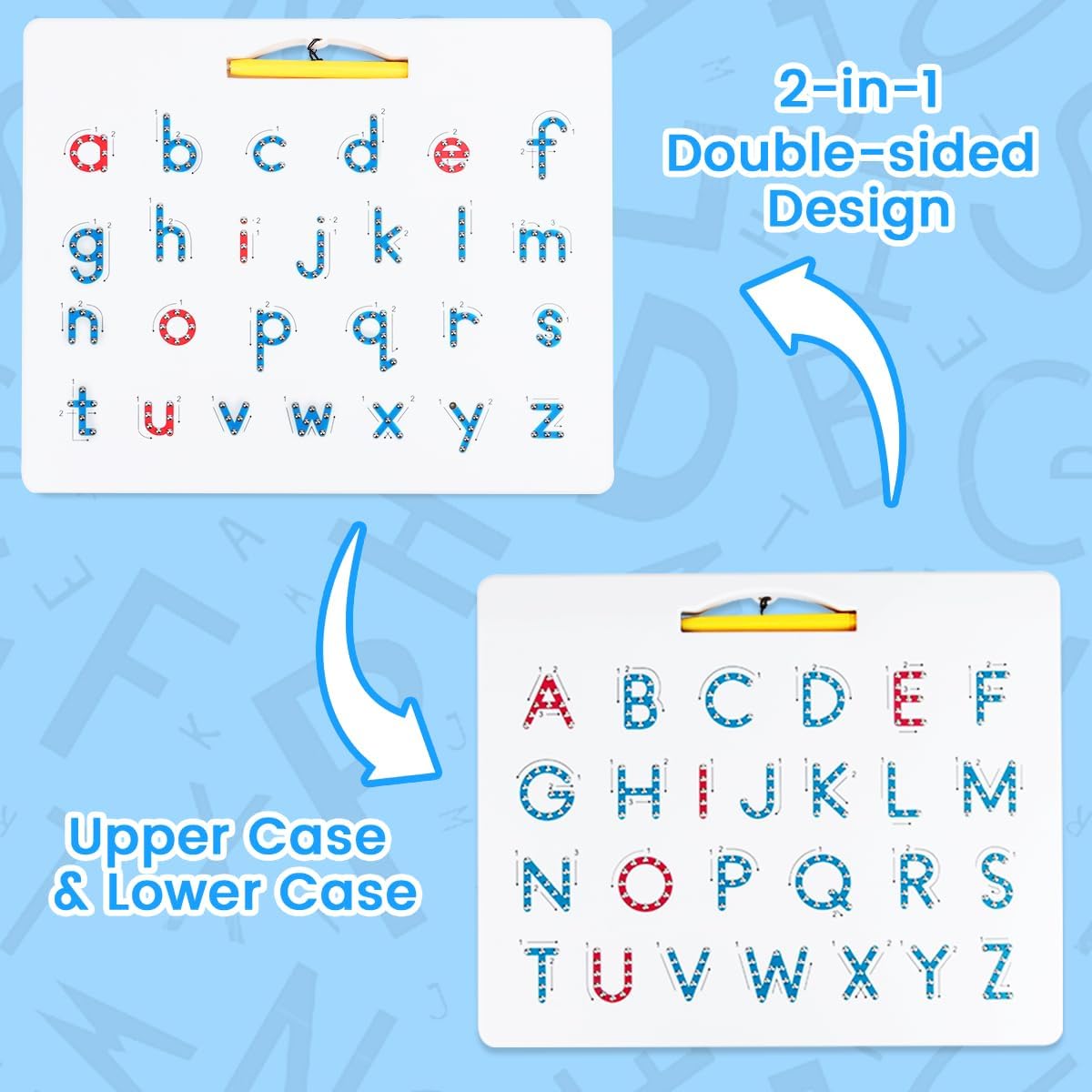 Magnetic Alphabet Tracing Board, ABC Magnetic Letter Board, Magnets Tablet Drawing Board Preschool Learning Toys for Kids