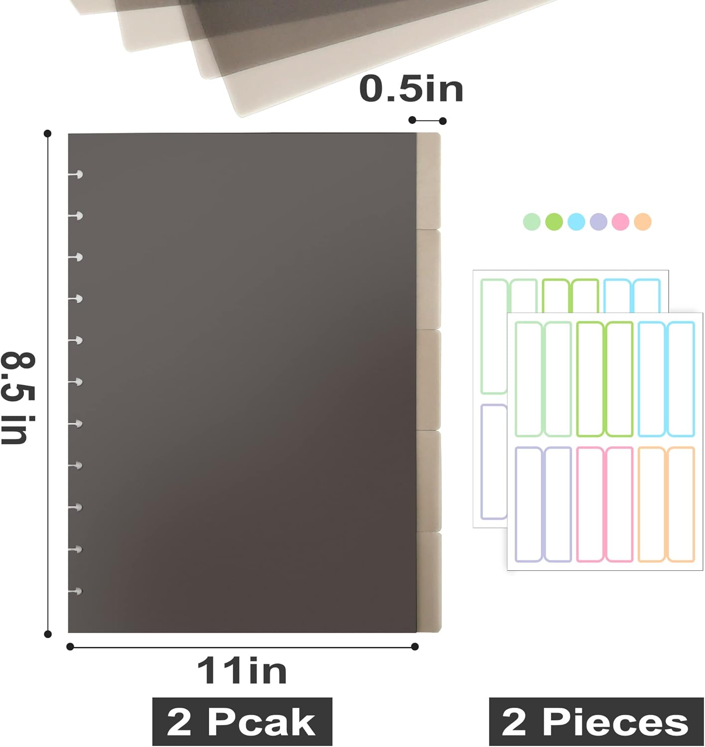 Discbound Notebook Refills for 11 Discs Notebooks 8.6 in x 12 in Letter Size 120 Sheets Multi-Subject Project Lined Pages Customizable Removable Pages(100 GSM) Heavyweight Planing Paper