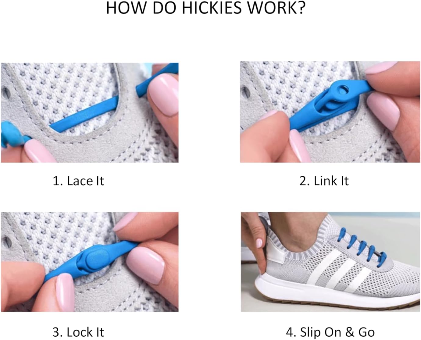 HICKIES No Tie Shoelaces – Elastic, Waterproof, Unisex Shoelaces for Adults, One Size Fits All for Sneakers & Running Shoes