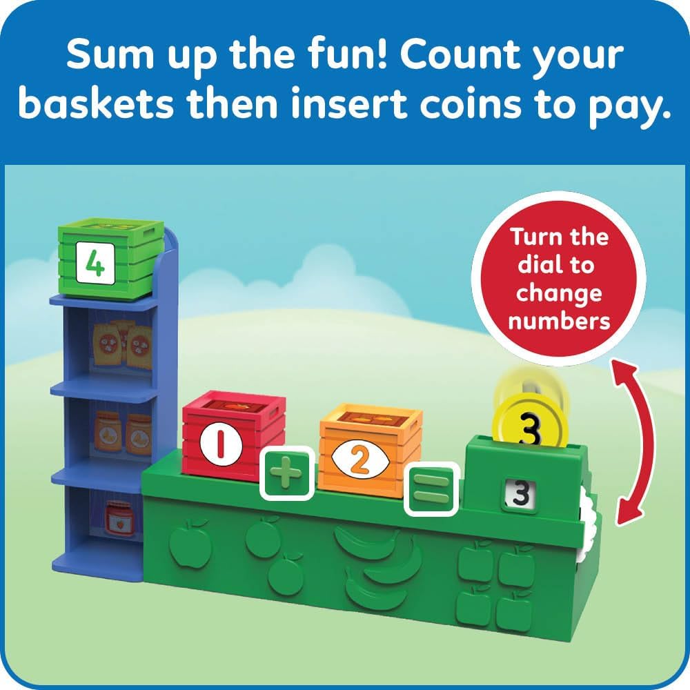 hand2mind Numberblocks Add It Up Mini Market, Grocery Store Playset, Math Toys for Kids 3-5, Counting Toys, Learning Money, Numbers for Toddlers, Mini Shopping Cart, Pretend Play Figure Playset