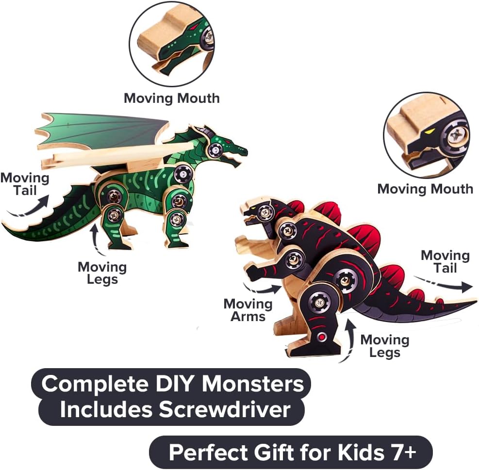Little Jupiter DIY Wooden Kit with Stickers - Dinosaur Toys for Kids for 7-12 Yrs - Dinosaur Toy Woodworking Kits - Wood Crafts - Kids Building Kit - Wooden Crafts (Stegosaurus)