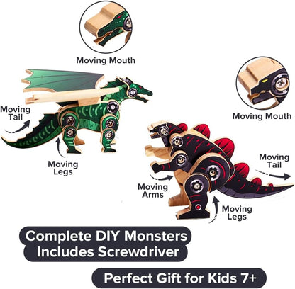 Little Jupiter DIY Wooden Kit with Stickers - Dinosaur Toys for Kids for 7-12 Yrs - Dinosaur Toy Woodworking Kits - Wood Crafts - Kids Building Kit - Wooden Crafts (Stegosaurus)