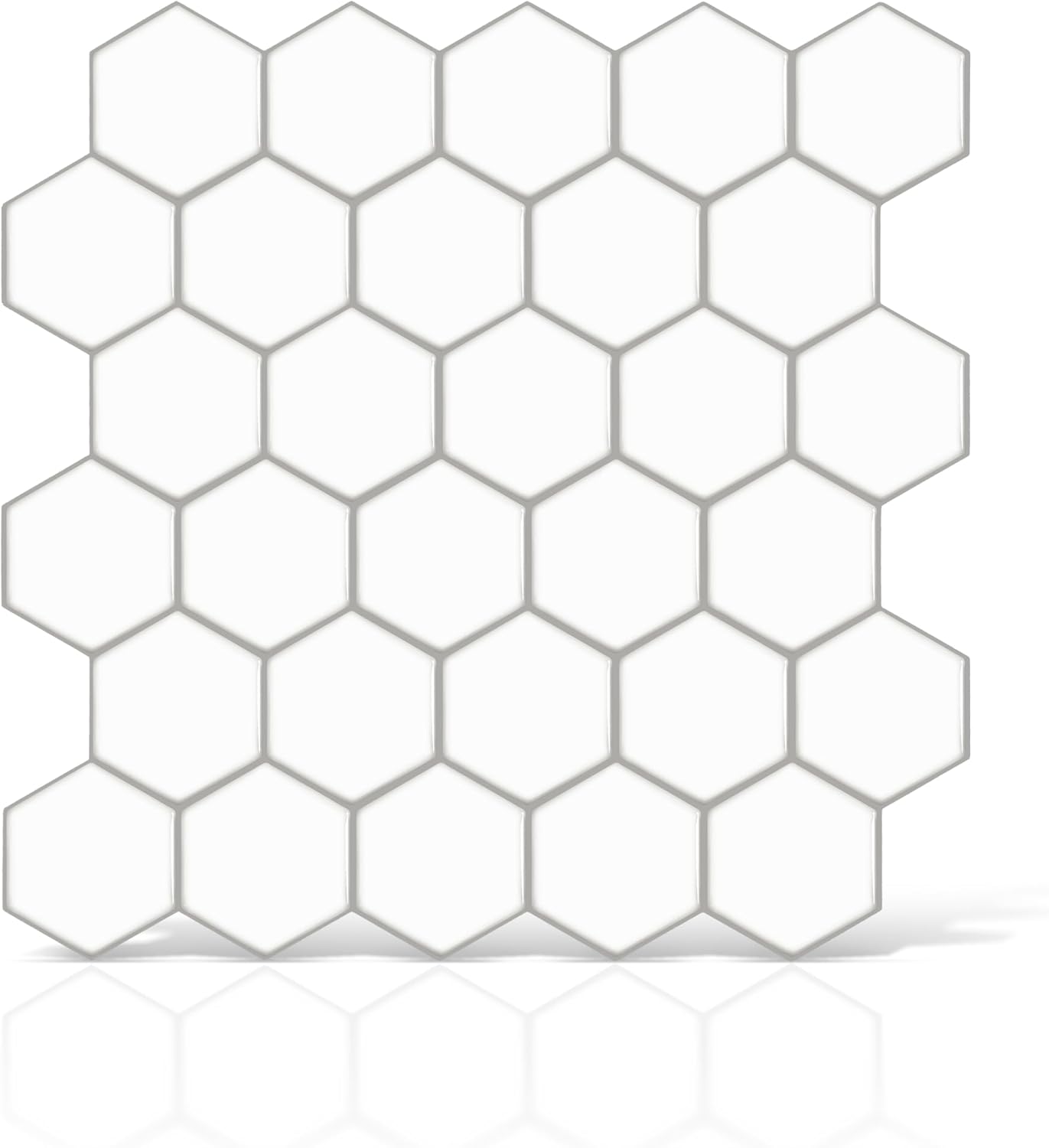 VViViD 11 Sheets Peel and Stick Grey Gloss Faux Ceramic Brick Wall Tiles, Self Adhesive Backsplash 12”x12”, 2mm Thick Kitchen, Bathroom (11 sq. ft.)