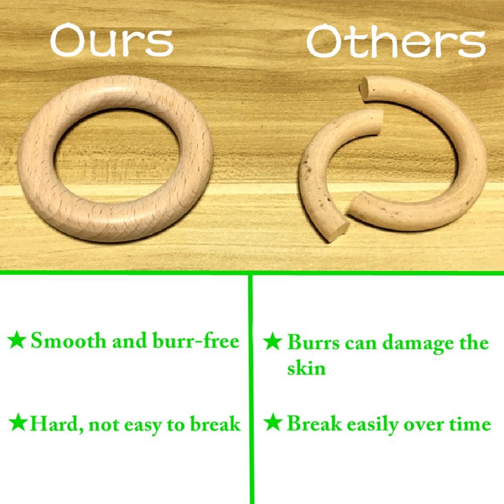 Natural Beech Wood Rings, 10 Pcs Unfinished 6cm Solid Wooden Rings Circles Without Paint for Craft, Connectors Jewelry Making