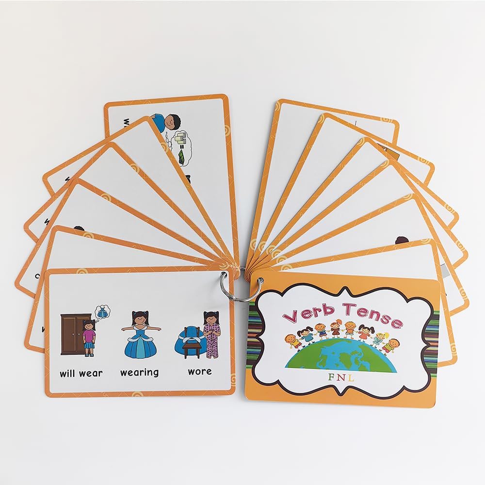 Lilias Irregular Past Tense Verbs English Grammar Double-Side Learning Flash Cards - 24 Card Set for Homeschool, Preschool, Primary School, ESL, Autism, Vocabulary Building