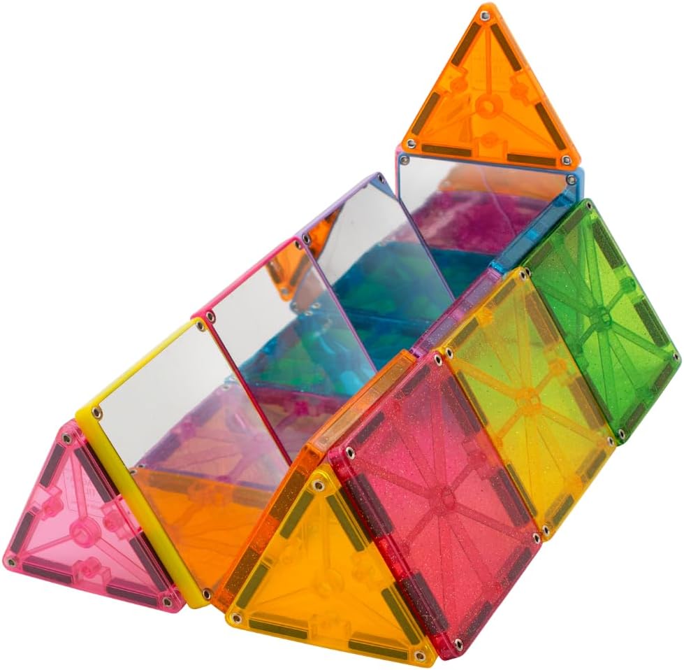 MAGNA-TILES Stardust 15-Piece Magnetic Construction Set, The ORIGINAL Magnetic Building Brand, 3-99 Years with 4 Mirrored Squares