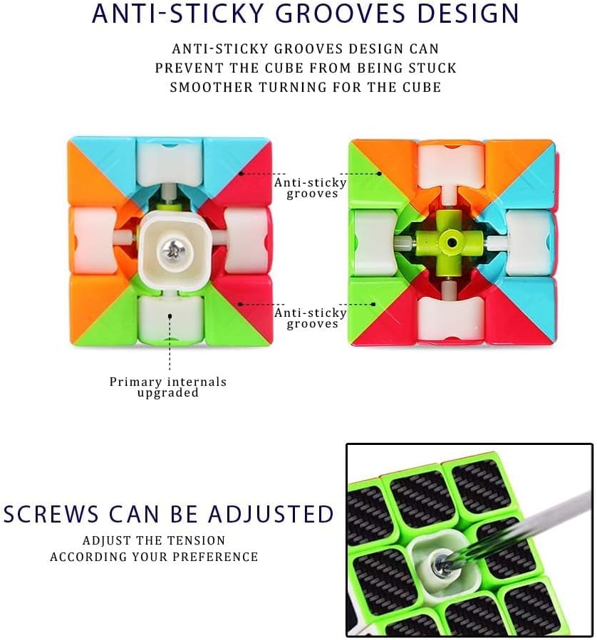 Little Golden Elephant QY Toys Warrior W Speed Cube 3x3- Smooth Carbon Fiber Sticker Magic Cube 3x3x3 Puzzles Toys, The Most Educational Toy to Effectively Improve Child's Concentration and Memory