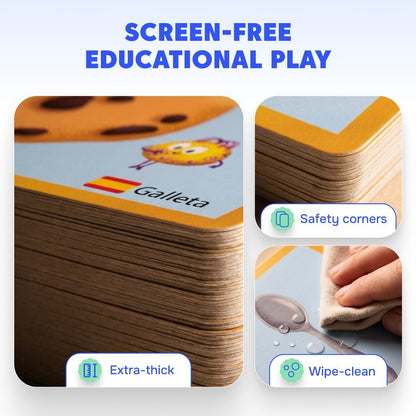 Kidrox Squad Alphabet Flashcards for Kids – 26 Slide-Reveal Cards in English & Spanish | Magic Pull-Tab Bilingual Learning Game for Toddlers & Preschoolers Age 3+
