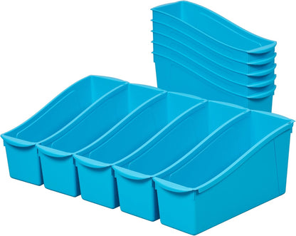 ECR4Kids Linking Plastic Storage Book Bin, Multipurpose Organization, Neon Purple, 10-Piece