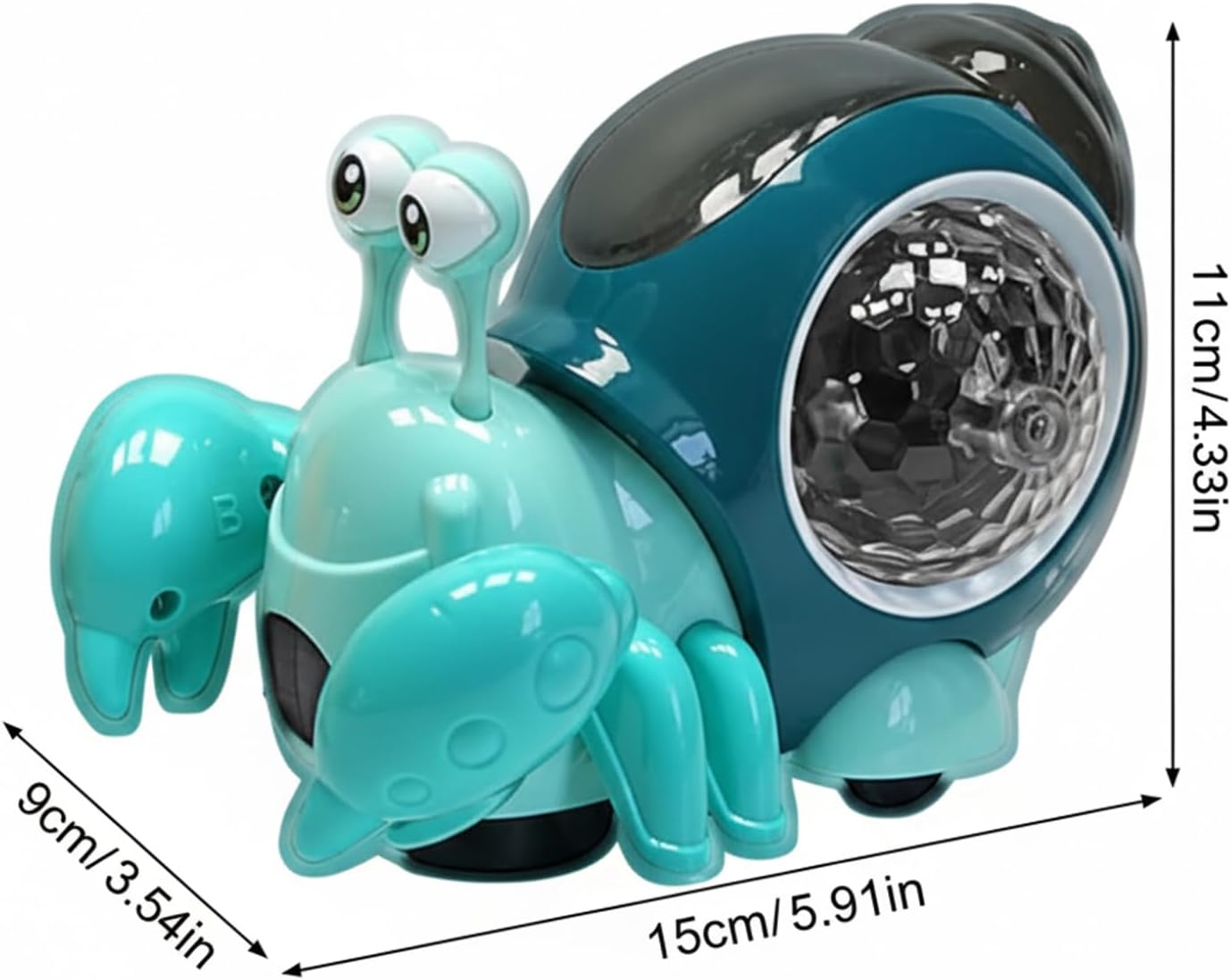 Transponder Snail Toy, Electric Interactive Crawling Crab Baby Toy with Lights & Music, Automatic Obstacle Avoidance, Encourages Movement and Fine Motor Skills for Toddlers Infants, Black