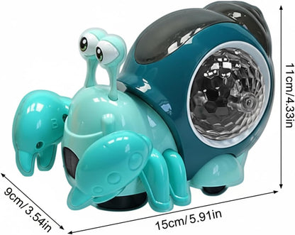 Transponder Snail Toy, Electric Interactive Crawling Crab Baby Toy with Lights & Music, Automatic Obstacle Avoidance, Encourages Movement and Fine Motor Skills for Toddlers Infants, Black