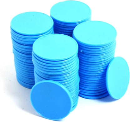 Smartdealspro 100pcs 32mm/1.26 Inch Opaque Plastic Learning Counters Disks Mini Poker Chips Game Tokens with Storage Box (Red)
