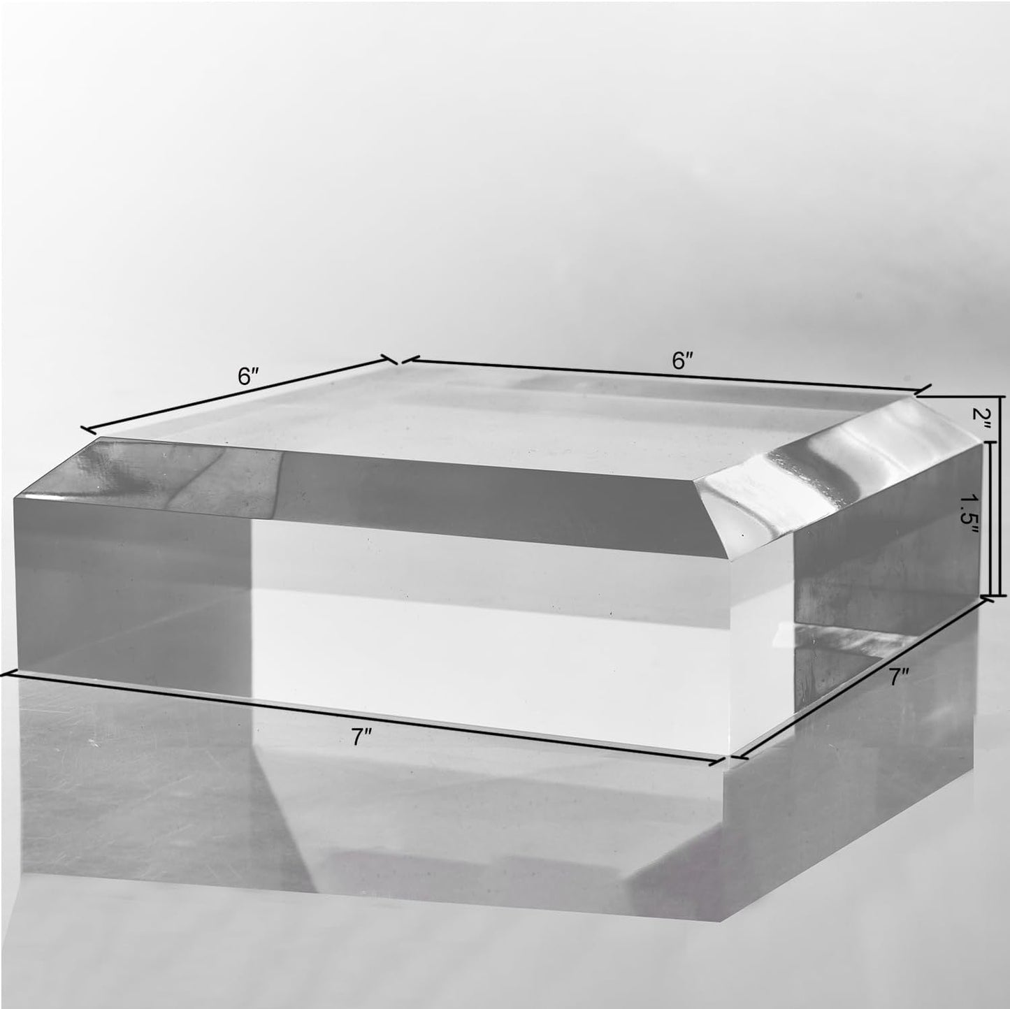 CiaoHER 2in Thickness Beveled Solid Acrylic Display Block Clear Polished Pedestal Stand Riser Solid Base (10x10)
