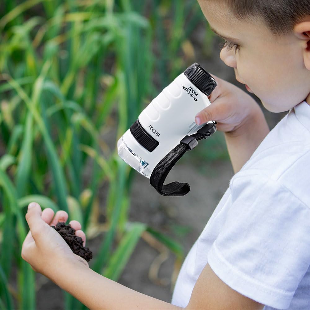 Pocket Microscope for Kids, 2026 New Educational Mini Microscope - Portable Handheld Microscope Kit for Home School Lab, Biology Science Education - Christmas Stocking Stuffers, Birthday Gifts (Green)