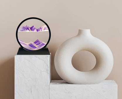 HYUGF 12" Moving Sand Art Picture Ocean Decor - 3D Deep Sea Sandscape Liquid Motion, Round Glass Frame Display Flowing Sand Relaxing Gift for Kids Adults Home Office Work Desktop Decoration Toy, Blue