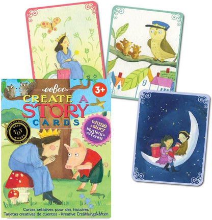eeBoo: Mystery in The Forest Create a Story Pre-Literacy Cards, 36 Cards with Colorful Characters, Encourages Imagination, for Ages 3 and up