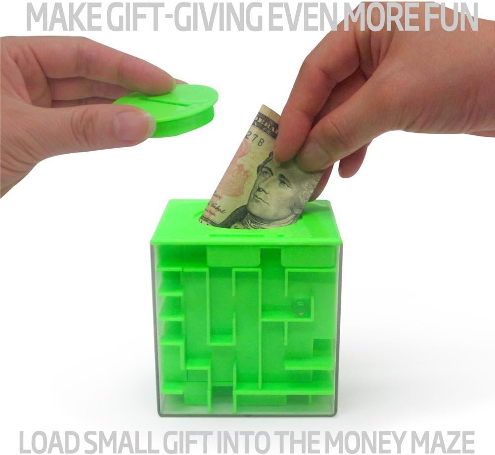 Trekbest Money Maze Puzzle Box - A Fun Unique Way to Give Gifts for Kids and Adults (Green)