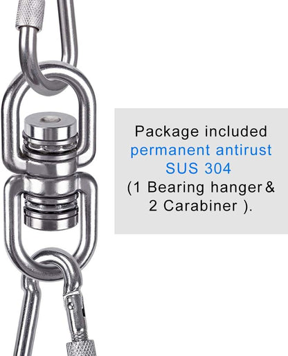 SELEWARE Silent Bearing Swing Swivel, 360° Rotational Device Hanging Accessory with Removeable Buckle for Tree Swing, Hammock Chair, Climbing Rope, Yoga, Kids Swing Swivel 1200LB Capacity, 2 Pack
