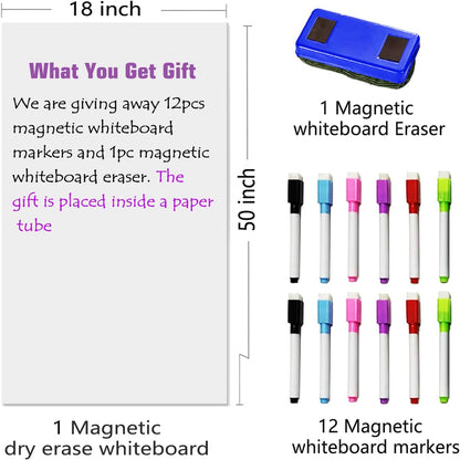 Magnetic Whiteboard Wall Arch Decal 39.3"x17.5" Adhesive Magnetic Dry Erase White Board Sticker with 36 Magnet Letter Removable Contact Paper Peel and Stick Whiteboard Wallpaper Roll