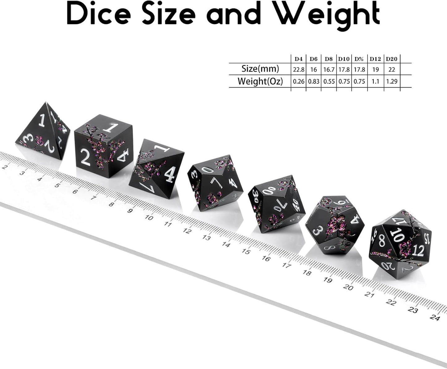 DnDnD Heavy Polyhedral Metal Dice Set with Metal Box, 7-die Shiny Blue Surface with Golden Number for RPG,Dungeons and Dragons,Pathfinder,Shadowrun,D&D,Role Palying Game and Math Teaching - Colors A