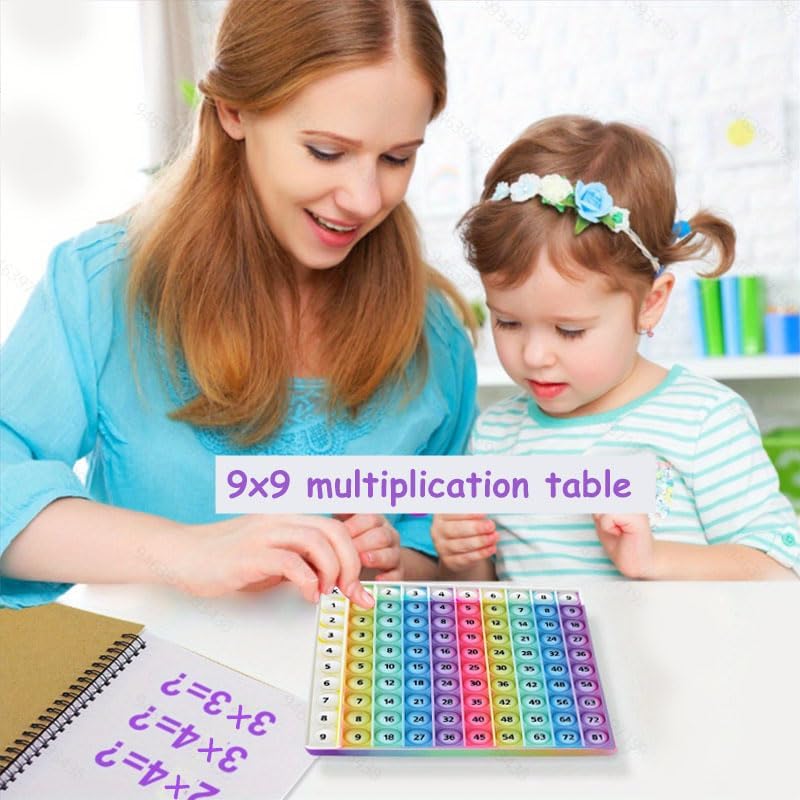 Rainbow Multiplication Table Game Learning Board, 9x9 Educational mathSTEM Sensory Math Toy, Classroom & Homeschool Learning Game, Multiplication Flash Cards Table Chart for Kids