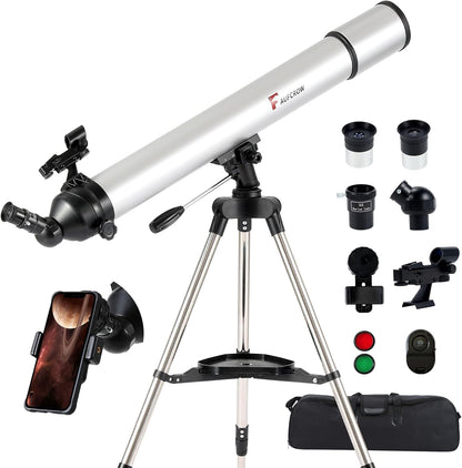 Telescope for Kids & Adults – 80mm Refractor Telescope with 600mm Focal Length, Tripod, Barlow Lens & Phone Adapter High Powered Astronomical Telescopes for Beginners, Telescopio para Adults